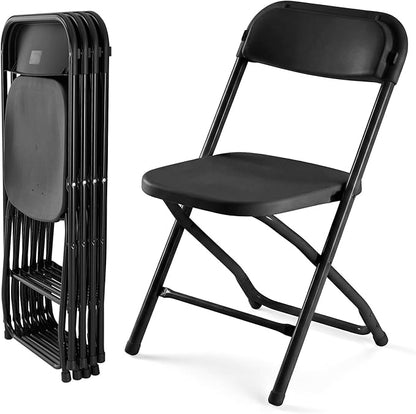 DUMOS Folding Chairs Sets of 4, 330lbs Plastic Stackable Portable Patio Dining Sets, Fold Up for Indoor Outdoor, Camping, Garden, Party, Meeting, Weeding, Black