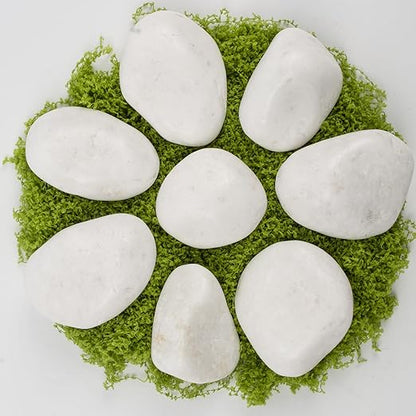 40 lbs White Polished Decorative Stones, 2-3 Inch Polished Rocks, Perfect for Outdoor Gardens, Pathways, Potted Plants, Vase Fillers, and Home Decor (Pure White, Weight: 40 LB)