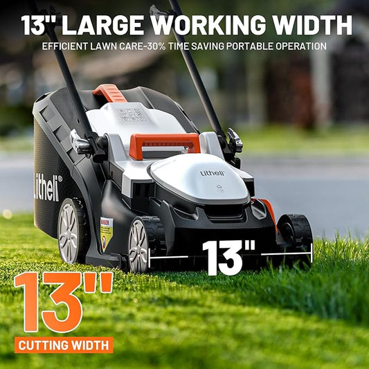 Litheli Cordless Lawn Mower 13 Inch, U20 Handy+ 20V Electric Lawn Mowers for Garden, Yard and Farm, 5 Heights Adjustment, Light Weight,4.0Ah Portable Battery Included