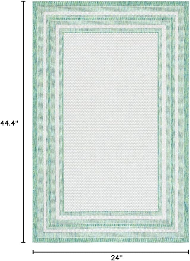 SAFAVIEH Washable Rug Outdoor Courtyard Collection - 2' x 3'7", Ivory & Green, Non-Shedding & Easy Cleaning, Ideal for Patio, Front Door, Entryway, Doormat (CY8475-55712)