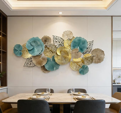Roivikis Large Metal Wall Art Decor, Modern 3D Abstract Lotus Leaves Wall Decor, Decoration for Indoor Outdoor for Living Room, Bedroom, Entryway