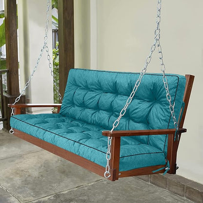Swing Replacement Seat Cushions, 2-3 Seater Bench Cushions for Outdoor Furnitur with Backrest, Garden Recliner Seat Cushions Waterproof Sofa Pads (Lake Blue, 55x40in)