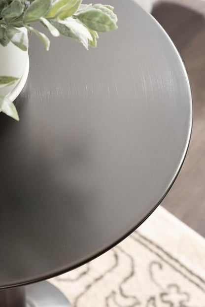 Kate and Laurel Cannings Modern Metal Round Side Table, 14 x 14 x 24, Gunmetal, Transitional Sculptural Indoor Plant Stand with Pedestal Base for Living Room End Table or Bedroom Nightstand