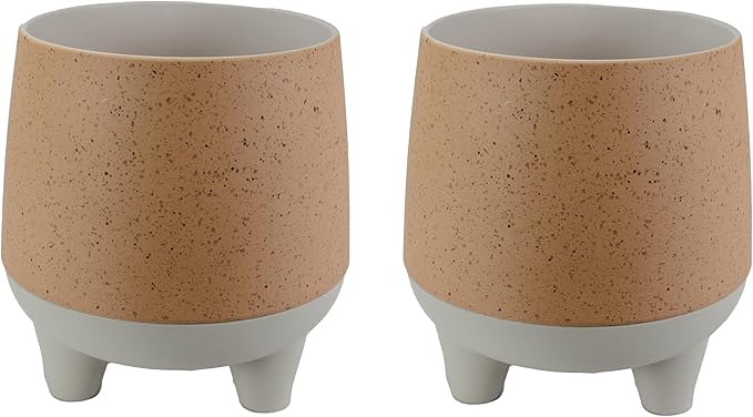 The HC Companies Orion Self Watering Planter - Lightweight Indoor Plastic Plant Pot for Herbs and Flowers (10" Muted Clay, Pack of 2)