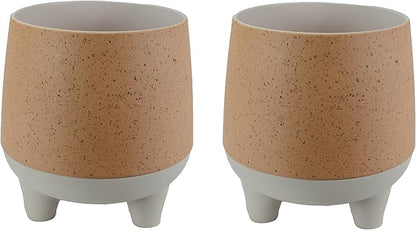 The HC Companies Orion Self Watering Planter - Lightweight Indoor Plastic Plant Pot for Herbs and Flowers (10" Muted Clay, Pack of 2)