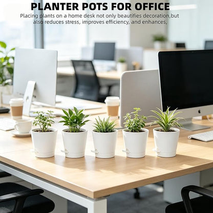12 Pack 4 Inch African Violet Pots Self Watering, Self-Watering Planters with Drainage Holes & Reservoir, White Plastic Pots for Indoor Outdoor Plants, Succulents & Flowers