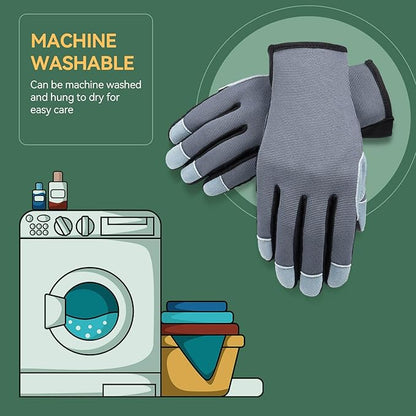 OZERO Women Leather Work Gloves: Touch Screen | Deerskin Garden Gloves with Grip | Ideal for Yard Work, Daily Tasks, Driving