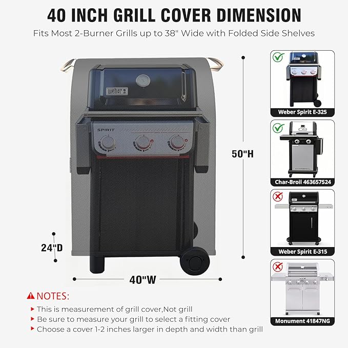 [Upgraded 1000D Heavy Duty Fabric]40 Inch Small Grill Cover for Outdoor Grill,Waterproof outdoor grill cover,Windproof & UV-Resistant BBQ Barbecue Cover for Weber,Char-Broil,Brinkmann,Holland and More