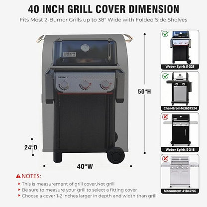 [Upgraded 1000D Heavy Duty Fabric]40 Inch Small Grill Cover for Outdoor Grill,Waterproof outdoor grill cover,Windproof & UV-Resistant BBQ Barbecue Cover for Weber,Char-Broil,Brinkmann,Holland and More