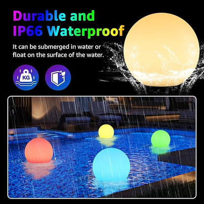 FUYO 16-inch LED Ball Lamp with Remote Rechargeable Waterproof, Glowing Globe Light 16 RGB Colors Orb Sphere for Indoor Outdoor Home Patio Pool Party Decor (White 16-inch)
