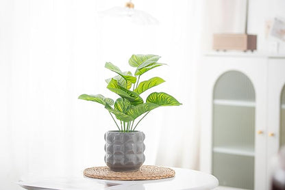 Ceramic Planter Pot with Drainage Hole, 4.5 Inch Dia, Indoor and Outdoor, Home Patio Garden, Plants Flower Succulent, 3D Patterned Round (Gray)
