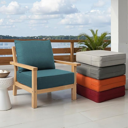 Outdoor Chair Cushions Set of 2, Waterproof 24x24 Patio Chair Cushions, 6" Thickened Seat Cushion for Outdoor Furniture, Couch Cushion Replacement, Include 2 Back & 2 Seat Cushions, Thick/PeacockGreen