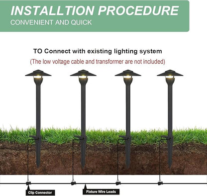 Low Voltage Pathway Lights LED Landscape Lights, 4.5W 12V AC/DC, 3000K Warm White, Cast-Aluminum, IP65 Waterproof, ETL Listed, for Yard, Walkway, Garden, 6 Pack