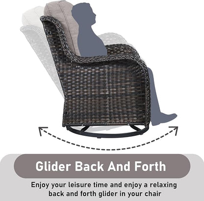Wicker Patio Furniture-7 Pieces Rattan Patio Furniture Set Outdoor Patio Couch with Swivel Patio Chairs Ottomans and Coffee Table for Deck Poolside Backyard-Brown/Grey