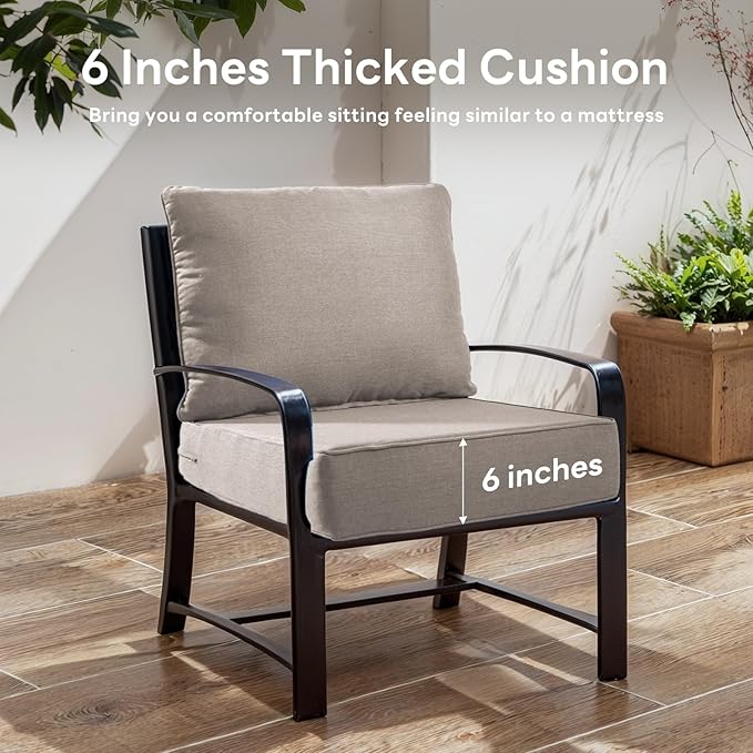 6" Thicker Outdoor Chair Cushion 10 Sets - 24" *24" *6" Waterproof Patio Furniture Cushions with Removable Cover, 28D High Density Sponge Filling Thicken Outdoor Patio Cushions - Grey