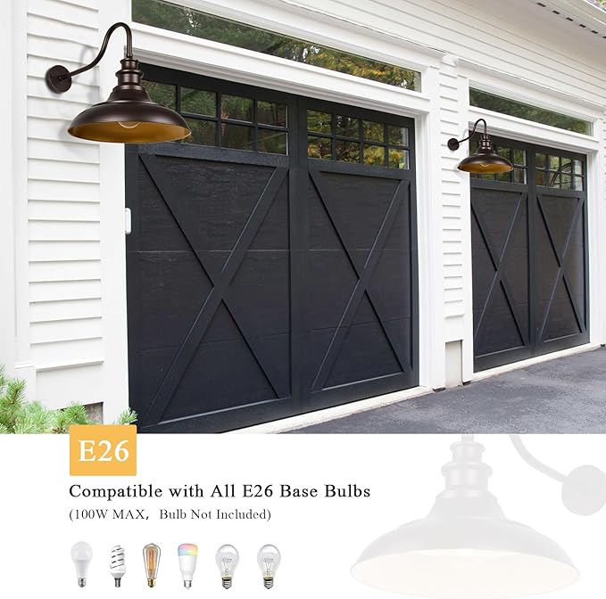 Exterior Farmhouse Barn Light, 16 Inch Vintage Outside Garage Light Fixtures, 4PCS Anti-Rust Waterproof Outdoor Light for Patio Frontdoor Entryway Doorway