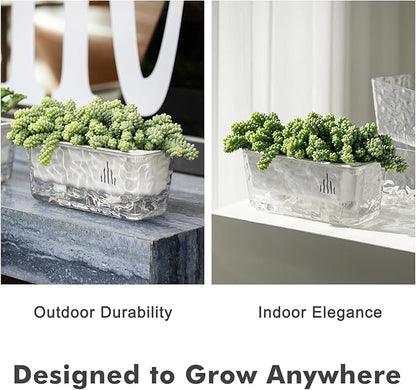 Self Watering Pots for Indoor Plans, 4 Packs Window Boxes Planters Rectangle Self Watering Planter 11 in Rectangular Clear Plant Pots Long Herb Windowsill Planter Flower Box Succulent Planters