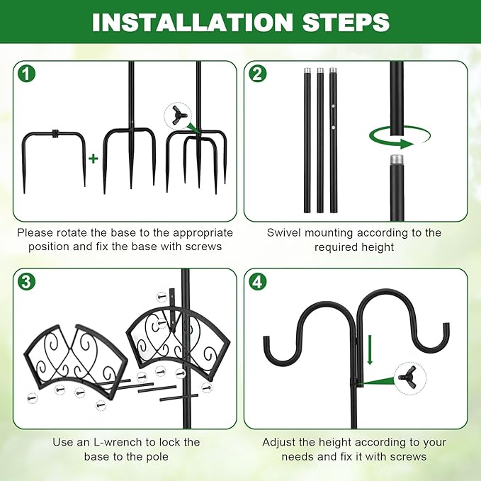 78" Heavy Duty Freestanding Garden Hose Holder, Supports 30lb & 150ft Water Hose Stand with Hose Reel, 5 Ground Spikes & 2 Shepherd Hooks, for Hose Storage, Hanging Bird Feeders, Planters