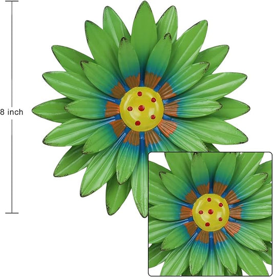 hogardeck Metal Flower Wall Decor - 6 PCS 8" Multicolor Flower Decor for Indoor Outdoor, Sunflower Kitchen Decor Floral Metal Wall Art, Sunflower Wall Decor for Bathroom, Living Room, Porch, Garden, Yard