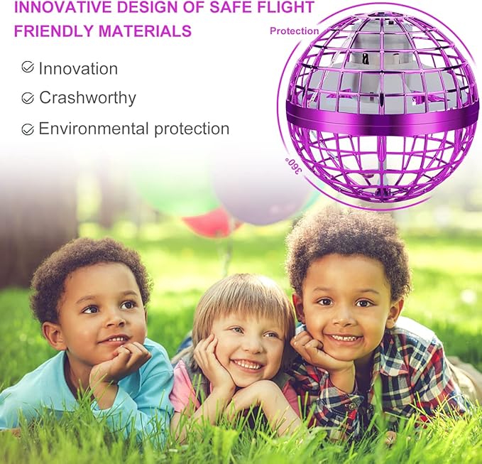 2026 Flying Orb Ball Toy, Hover Ball Fly Fidget Spinner, Cool Toys Gifts for 6 7 8 9 10 11 12+ Years Old boy Girls Teens, Hand Mini Drone Cosmic Globe, Indoor Outdoor Toys Purple