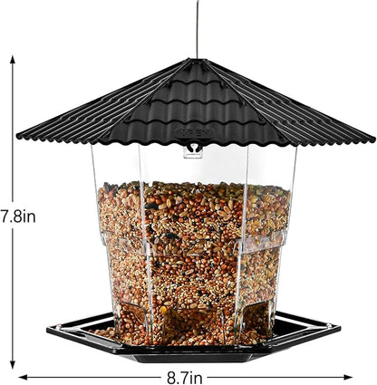 Jealoeur Bird Feeders for Outdoors Hanging Birds Feeder Wild Birds Seed, Black 2 Pack B