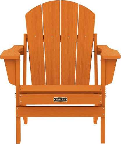 SERWALL Folding Adirondack Chair Set of 4 for Patio Garden Outdoors Fire Pit Chairs- Orange