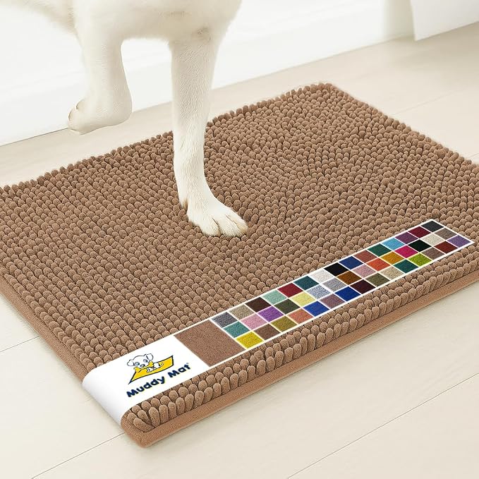 Muddy Mat® | Super Water Absorbent Door Mat Indoor, Microfiber Quick Dry Chenille Entryway Rug, Slip Resistant Front Door Mat, Indoor Mats for Entryway, Machine Washable Pet Rug, Mocha 24" x 44"