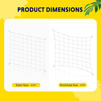 iPower 4' x 4' Grow Room Trellis Netting for 59"x59" Room, Heavy-Duty Elastic Plant Net with Hooks, Flexible Hydroponics Support for Climbing Plants, Vegetables, Fruits, Flowers, Vines (Pack of 2)