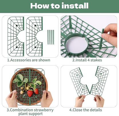 5 Sets Strawberry Supports with Plant Protectors Set, Strawberry Growing Racks Sets with Iron Plant Nails and Storage Bag Strawberry Planting Stand for Garden Vegetables