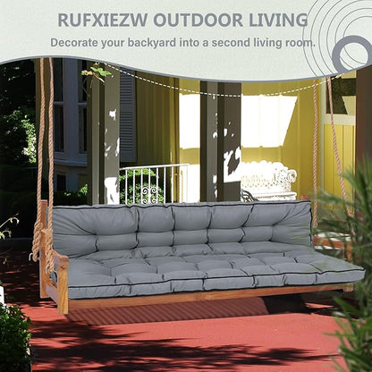 2/3 Seater Swing Replacement Cushion, Waterproof Porch Swing Cushions with Backrest, Thickened Bench Cushions for Outdoor Furniture, for Outdoor Patio Swing (Light Grey, 63 * 40in)