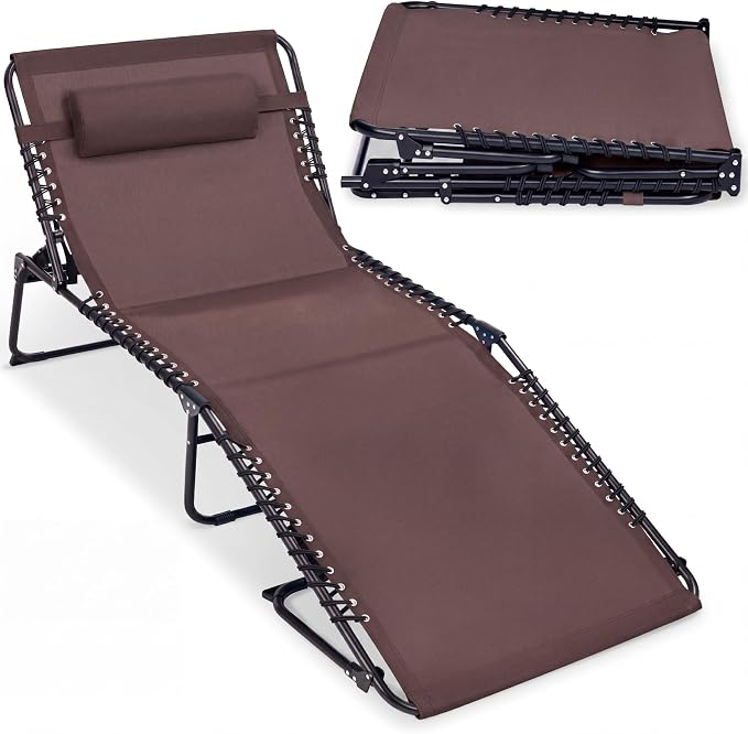 Best Choice Products Extra Wide Patio Chaise Lounge Chair, Portable Outdoor Folding Recliner for Lawn, w/ 8 Positions, Handles, 440lb Capacity - Brown