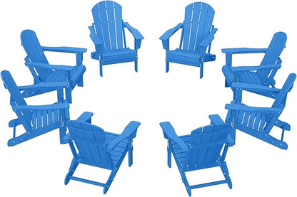 WestinTrends Malibu Malibu Outdoor Folding Poly Adirondack Chair (Set of 8), Pacific Blue