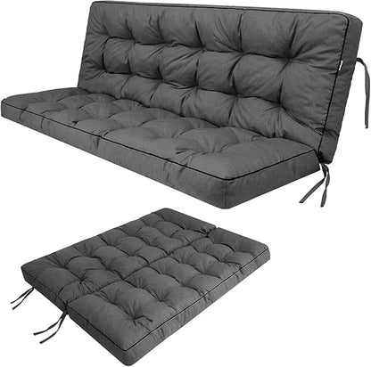 Swing Replacement Seat Cushions, 2-3 Seater Bench Cushions for Outdoor Furnitur with Backrest, Garden Recliner Seat Cushions Waterproof Sofa Pads (Dark Gray, 70.8x40in)