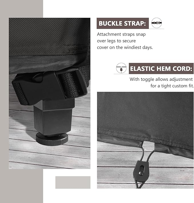 ULTCOVER Round Patio Furniture Cover - Outdoor Waterproof Table with Chair Set Cover 108 inch, Black