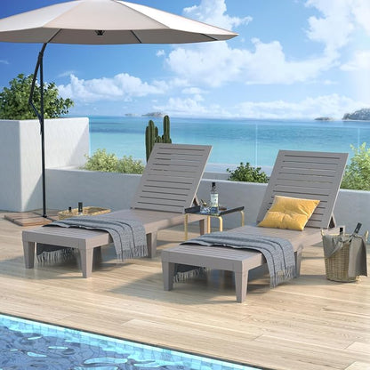 Outdoor Chaise Lounge Chairs Set of 6 for Poolside Patio Outside | Resin Weather-Resistant Sun Lounger with 5-Position Backrest, Tanning Chair for Pool Sunbathing Outside Deck Beach, Taupe