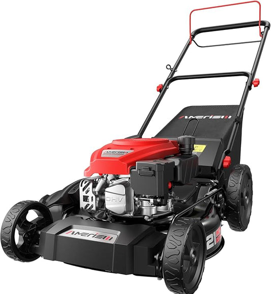 21" Steel Deck Self-Propelled Lawn Mower, 170cc OHV Engine with Forced Air-Cooling System, 3-in-1 Mulching, Rear Bag & Discharge, 6 Adjustable Cutting Height(1.5" to 3.9"), Easy Assembly & Maintenance