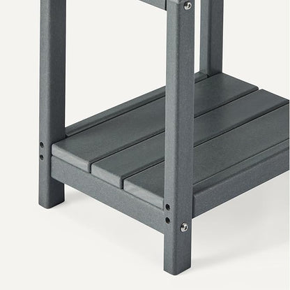 Amazon Basics Outdoor Side Table with Lower Shelf, Weather-Resistant Stainless Steel, 41.91cm x 32cm x 41.91cm, Grey, 1-Pack