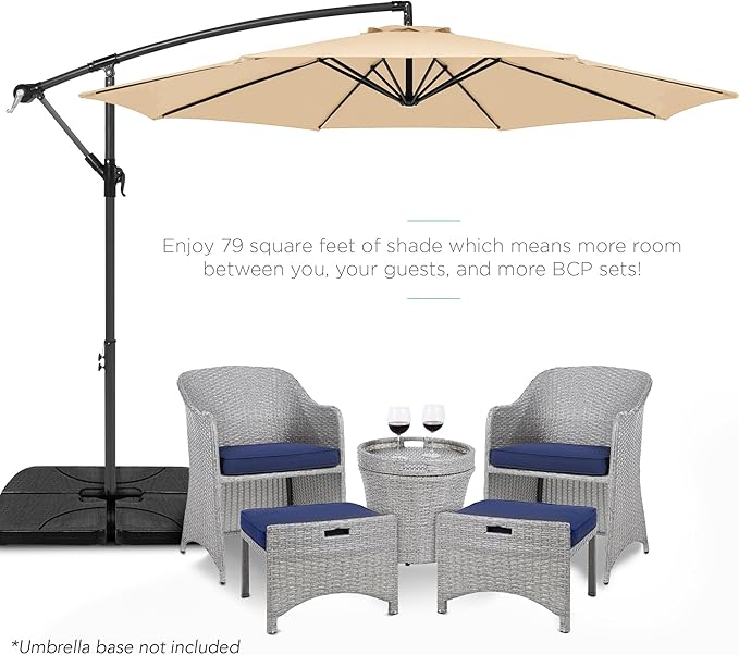Best Choice Products 10ft Offset Hanging Market Patio Umbrella w/Easy Tilt Adjustment, Polyester Shade, 8 Ribs for Backyard, Poolside, Lawn and Garden