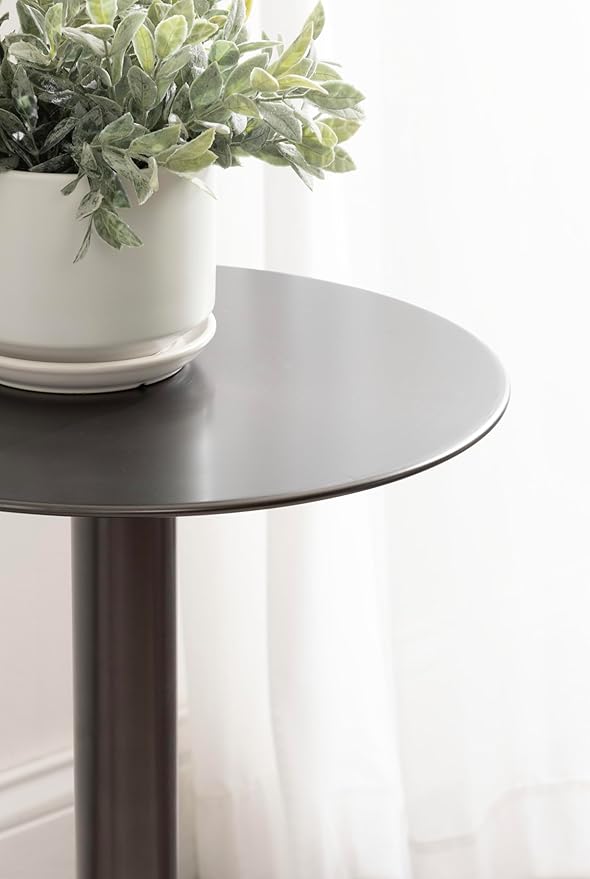 Kate and Laurel Cannings Modern Metal Round Side Table, 14 x 14 x 24, Gunmetal, Transitional Sculptural Indoor Plant Stand with Pedestal Base for Living Room End Table or Bedroom Nightstand