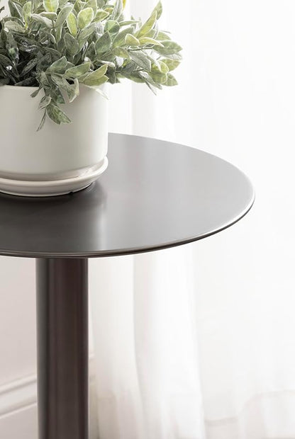 Kate and Laurel Cannings Modern Metal Round Side Table, 14 x 14 x 24, Gunmetal, Transitional Sculptural Indoor Plant Stand with Pedestal Base for Living Room End Table or Bedroom Nightstand