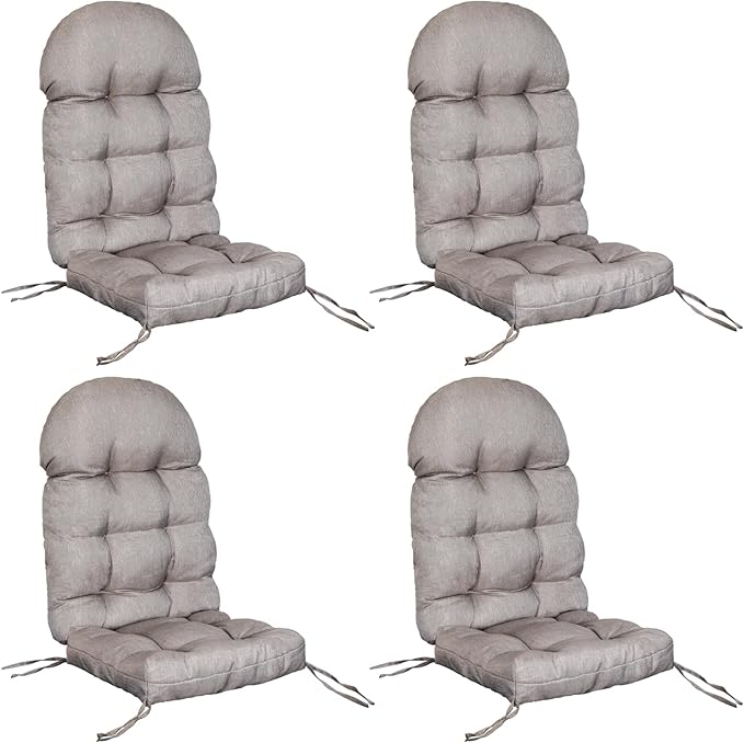 Adirondack Chair Cushion, Outdoor Rocking Chair Cushions Set of 4, Water Resistant Glider Rocker Chairs Replacement Cushions Set with Straps, 44''L x 19''W x 4''H