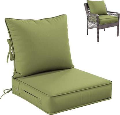 Premium Outdoor Seat Cushion Chair Cushions for Patio Furniture 19 L X 19 W X 4 H Waterproof & Fade Resistant Deep Seat and Backrest Cushion Set with Removable Covers for Chair, Sofa