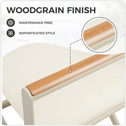 Grand patio Extra-Wide 2-Pack Directors Chairs, Folding Dining Chair Set of 2 with Sling and Woodgrain Armrests, Outdoor, Apricot