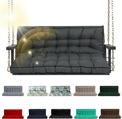 Porch Swing Cushion Three Seat, Waterproof Swing Cushions Replacement with Backrest, Outdoor Garden Furniture Patio 4" Thickened Cushions with Ties (Dark Gray, 40 x 71in)