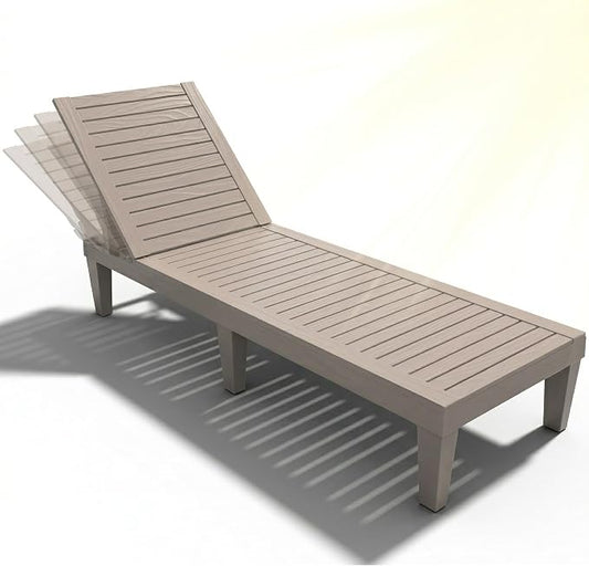 EFU Lounge Chair Outdoor,All-Weather UV-Resistant & Waterproof Patio Lounge Chairs,High-Impact PP 5 Position Adjustable Tanning Chair,Heavy Duty Pool Lounge Chairs Great for Pool & Yard,Coffee