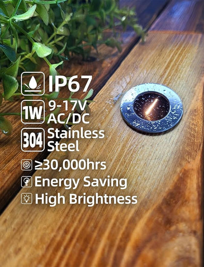 MALORY Low Voltage Deck Light 6 Packs, 2W 2700K 12V Landscape Lighting, Recessed LED Outdoor Step Stair Lights, Deck Lighting for for Outside Floor Yard (SG07-Link, 6-Pack 2700K)
