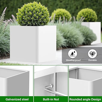 Large Square Planter for Outdoor Plants 20" L x 20" W x 20" H,Metal Planters for Outdoor Plants,Cube Planters with Drainage Hole for Porch/Patio/Garden