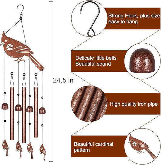 Metals Cardinal Wind Chimes for Outside to Create a Zen Atmosphere Suitable for Outdoor Garden Patio Home Decor,Melodious Melodic Tones Wind Chimes Suitable as A Birthday Gift for Women Mom