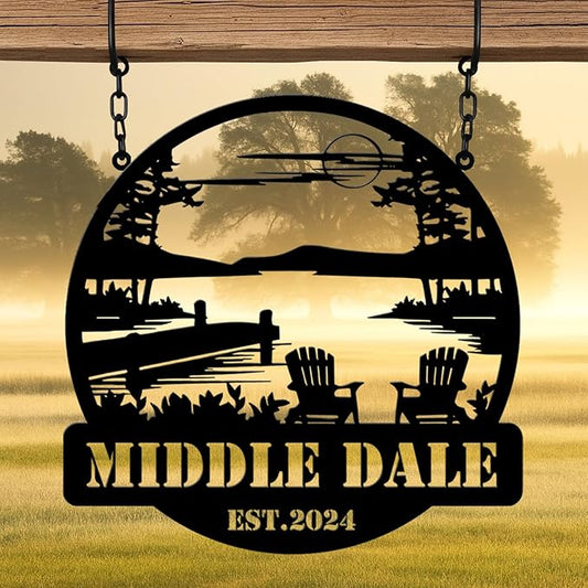 Personalized Lake House Metal Sign, Custom Lodge Metal Wall Art, Cabin Signs, Gift for Couples, Outdoor Porch Decor, Family Last Name Sign, Xmas Gift for Dad, Home Decor for Christmas
