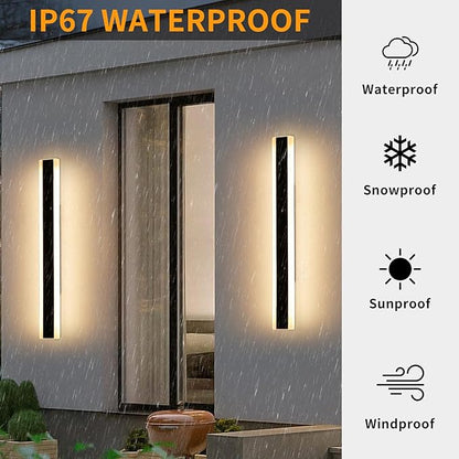 Modern 31.4inch Outdoor Wall Light, 3000K Black Acrylic Exterior Lighting Fixtures Wall Mount, Ip65 Waterproof Modern Porch Lights Outdoor Wall Sconce, Led Long Wall Lights for House Hard-Wired